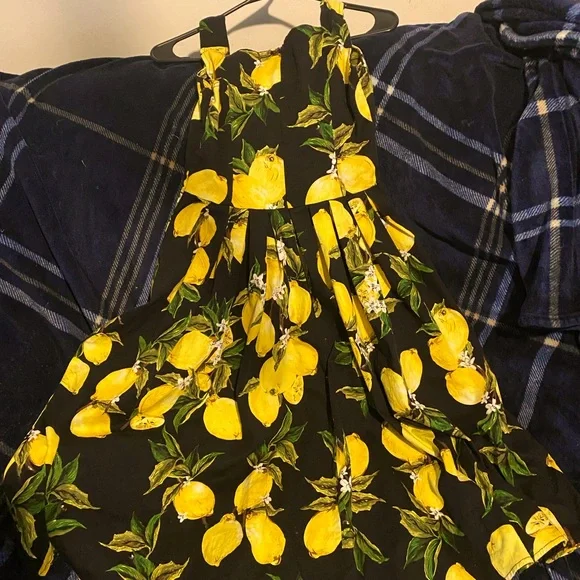 blue dress for baby girl Noir Lemon Print Corseted Dress 4 / Noir/Multi main image 1